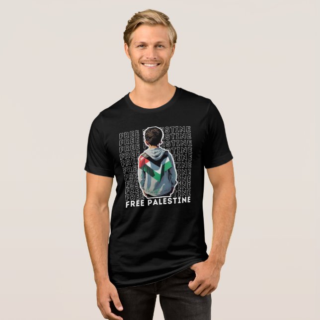 Fri PALESTINS svarta t-shirt för människa (Framsida Full)