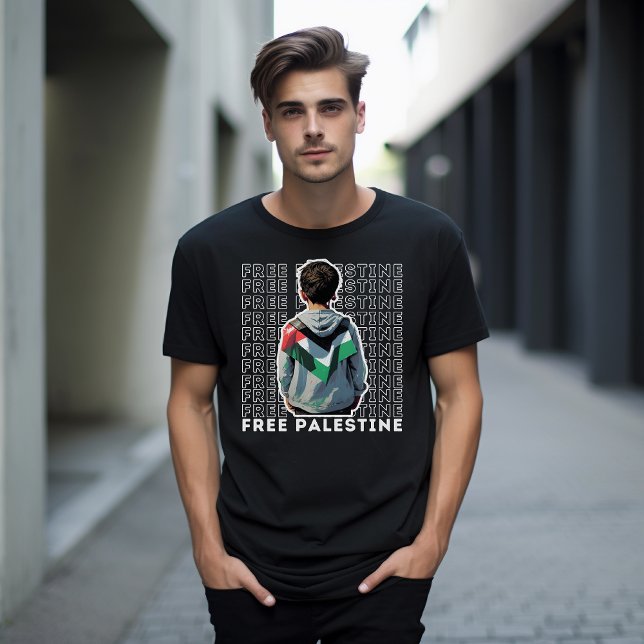 Fri PALESTINS svarta t-shirt för människa (FREE PALESTINE black t-shirt for man)