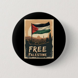Fri palestinsk Flagga med Golden Palett Knapp