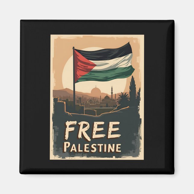 Fri palestinsk Flagga med Golden Palett Magnet (Framsidan)