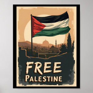 Fri palestinsk Flagga med Golden Palett Poster