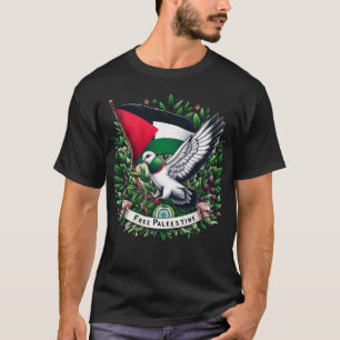 Fri palestinsk Flagga, Pigeon Holding Olive löv T Shirt
