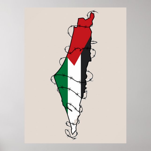 Fri palestinsk frihet, Barbed Wire Karta palestins Poster (Framsidan)