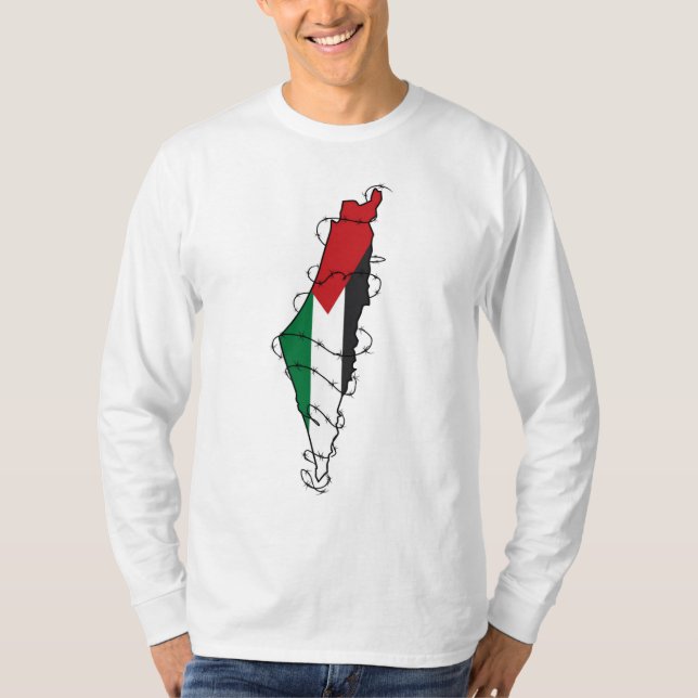 Fri palestinsk frihet, Barbed Wire Karta palestins T Shirt (Framsida)
