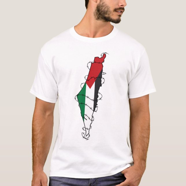 Fri palestinsk frihet, Barbed Wire Karta palestins T Shirt (Framsida)