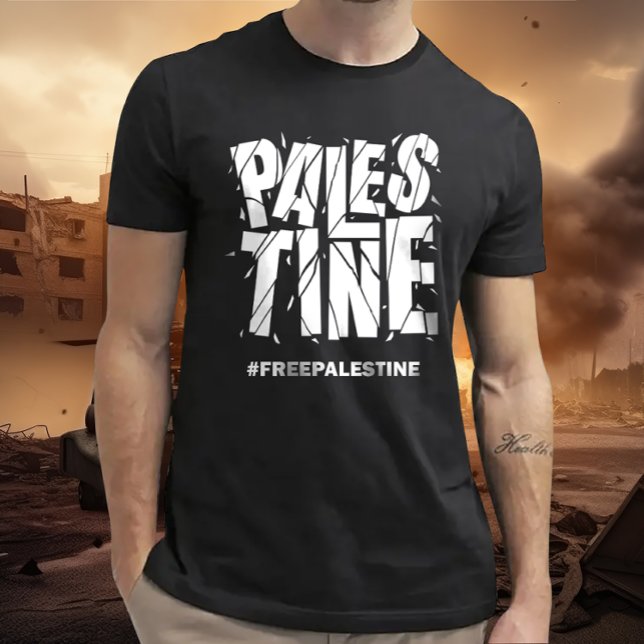 Fri palestinsk-krackad typografi t shirt (Skapare uppladdad)