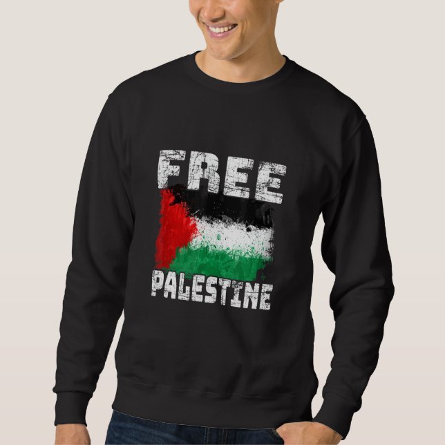Fri palestinsk-palestinska Flagga Lång Ärmad Tröja (Framsida)