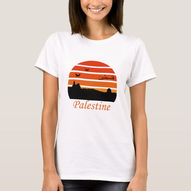 fri palestinska vintagen sunset t shirt (Framsida)