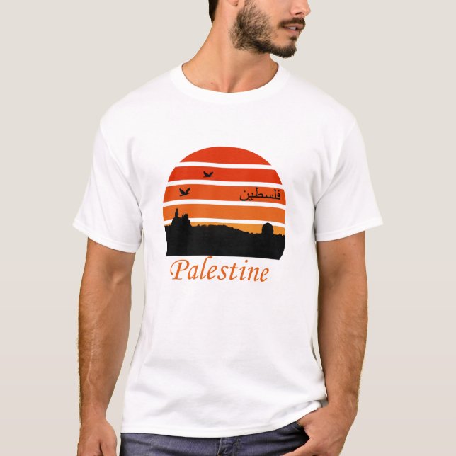 fri palestinska vintagen sunset t shirt (Framsida)