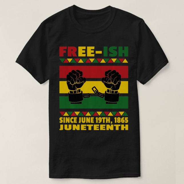 Fri sedan 1865-18:e Afrikas amerikan T Shirt (Design framsida)