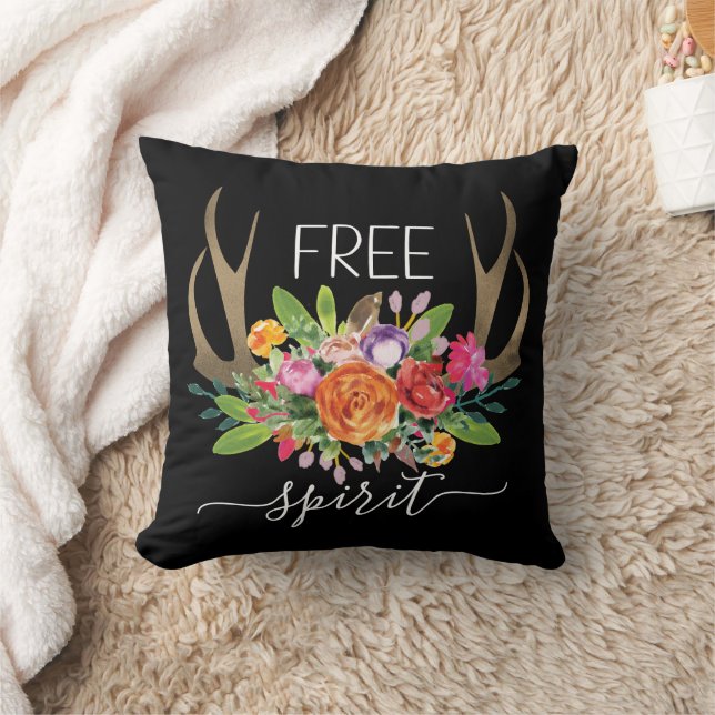 Fri Själ Modern Boho Chic Blommor Horn Kudde (Filt)