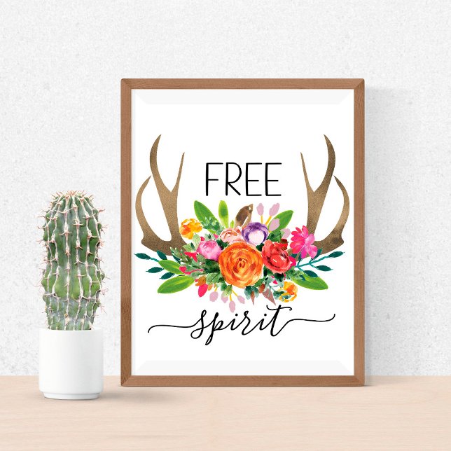 Fri Själ Modern Boho Chic Blommor Horn Poster (Skapare uppladdad)