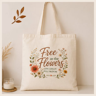 Fri som blommor Grafisk Boho Canvas Tygkasse