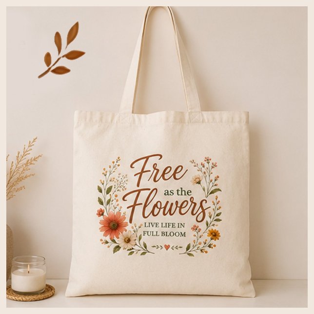 Fri som blommor Grafisk Boho Canvas  Tygkasse (Skapare uppladdad)