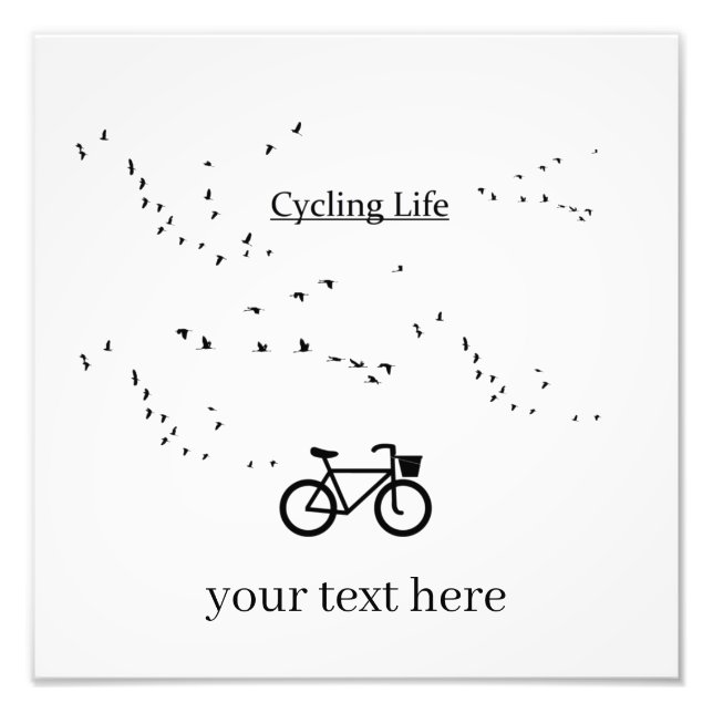Fri som en fågel Cykelliv Svart och Vitt Konstverk Fototryck (Framsidan)