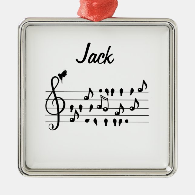 Fri som fågel, sång fåglar i egenskap av musik not julgransprydnad metall (Framsidan)