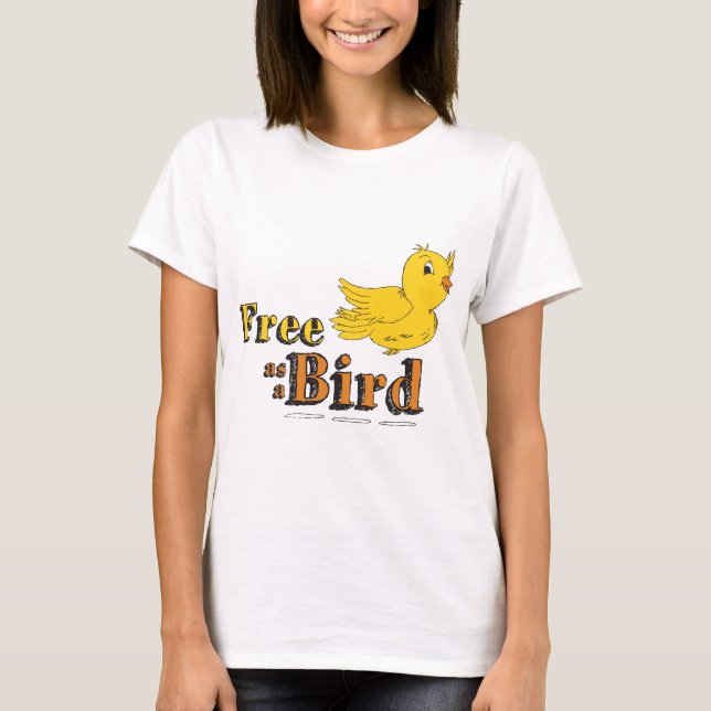 Fri som fågel som fågelfri Gult Tee Shirt (Framsida)