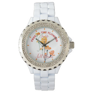 Fri som Flowers Gult Orange Ginkgo Löv Armbandsur