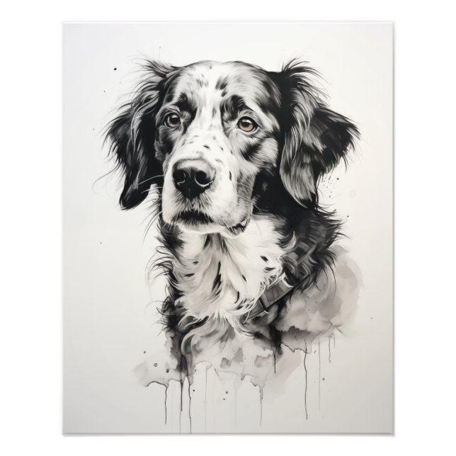 Fri spirit Hund Black and White Fototryck (Framsidan)
