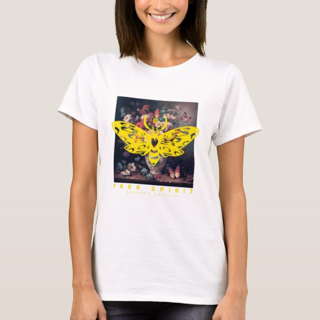 Fri spirit Moth och Flower Vas T Shirt (Framsida)