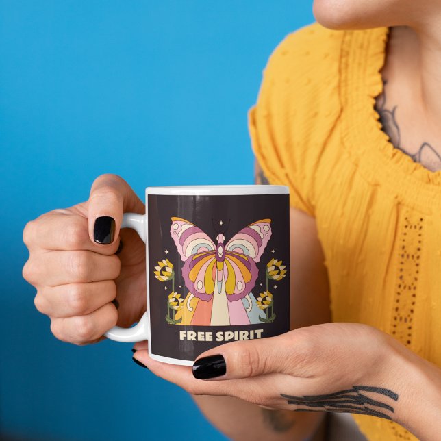 Fri sprit Citote Retro Colorful Butterfly Rainbow Mugg (Skapare uppladdad)