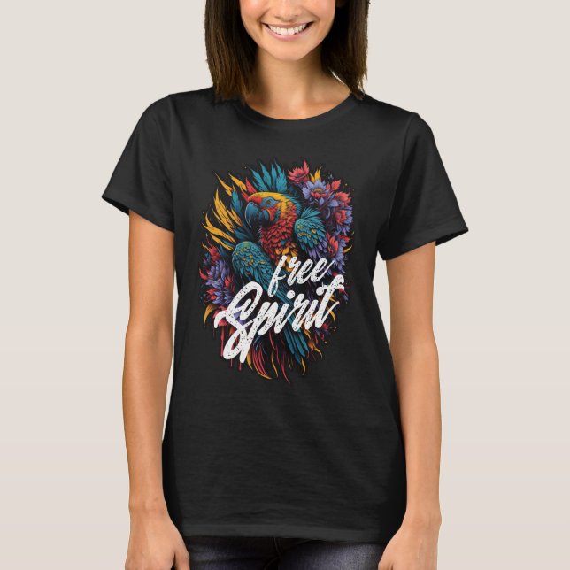 Fri sprit Parrot Summer vibes rainbow T Shirt (Framsida)
