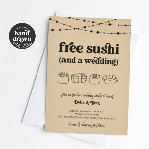 Fri sushi-funny bröllopsinbjudan inbjudningar