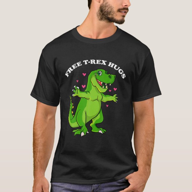 Fri T Rex Hugs Funny Valentines day Dinosaur Cute Shirt (Framsida)