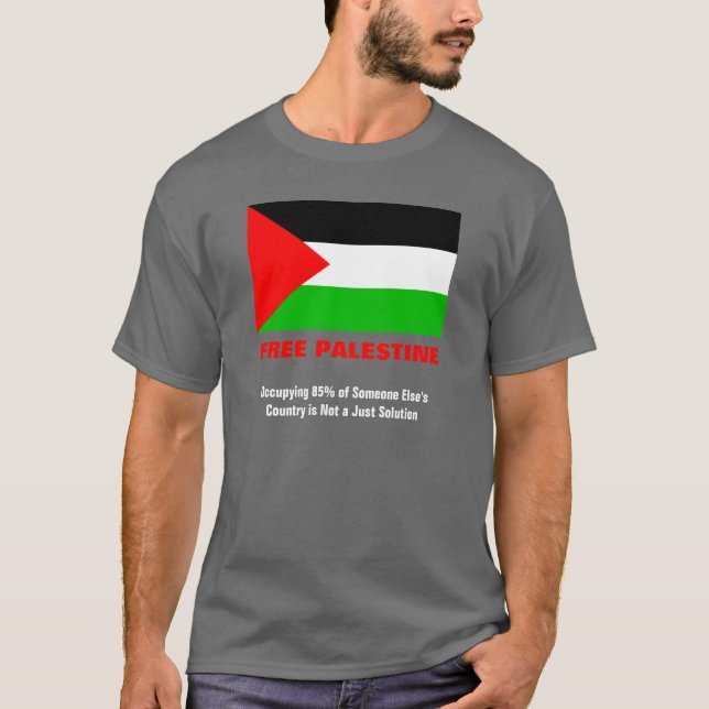 Fri T-tröja för Palestina kolgrå färg Tee (Framsida)
