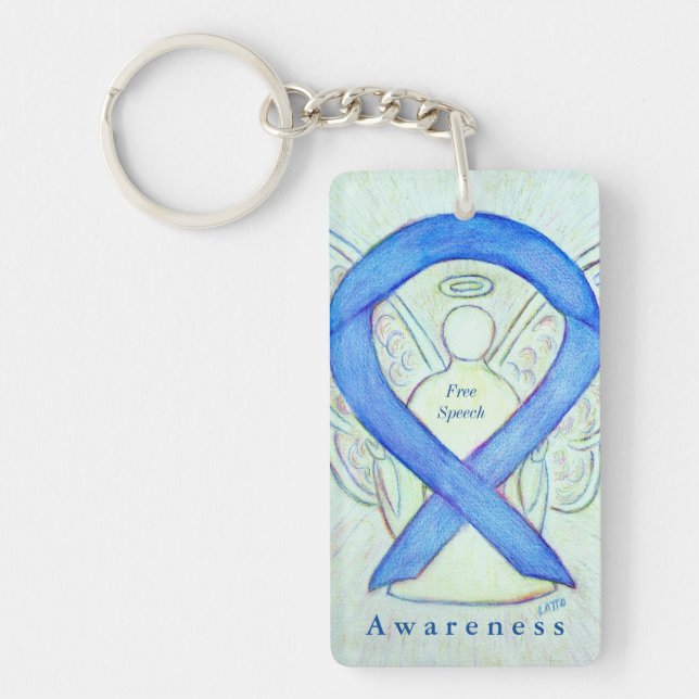 Fri Tal Angel Blue Awareness Ribbon Keychain (Framsidan)