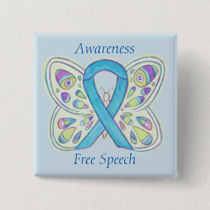 Fri Tal Blue Butterfly Awareness Ribbon Pin Knapp