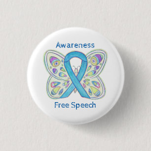 Fri Tal Blue Butterfly Awareness Ribbon Pin Knapp