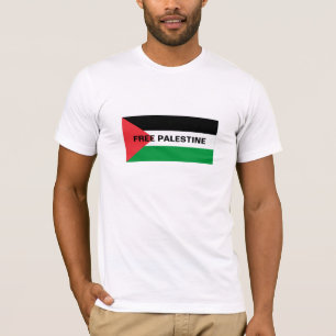 Fri text för svart anpassningsbar i Palestina flag T Shirt