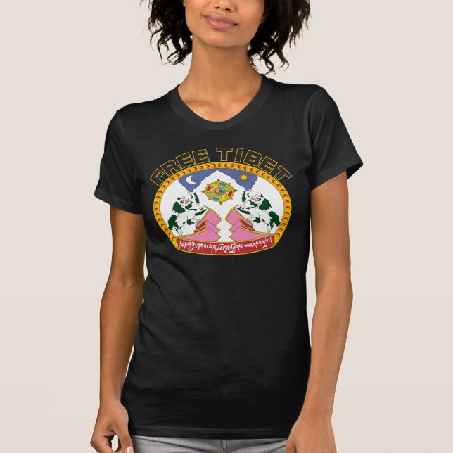 Fri Tibet flaggalogotyp T-shirt (Framsida)