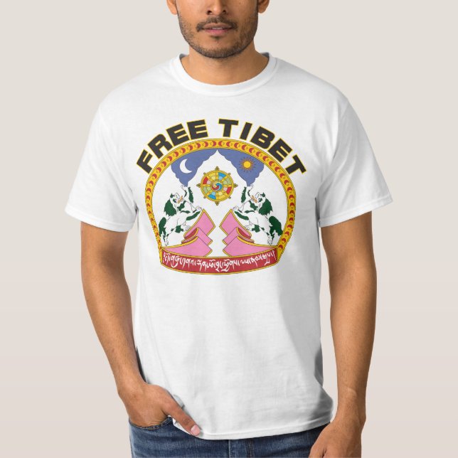 Fri Tibet flaggalogotyp T-shirt (Framsida)
