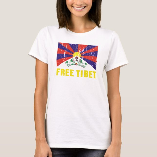 Fri Tibet flaggaT-tröja Tee (Framsida)