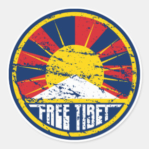 Fri Tibet rundaGrunge Runt Klistermärke