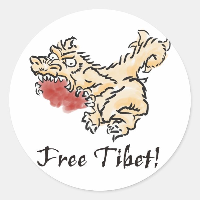 Fri Tibet! Runt Klistermärke (Framsida)