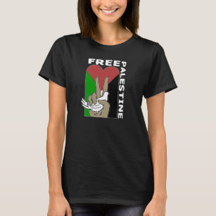 Fri tshirt för mörk för fredstecken för Palestina Tee Shirt