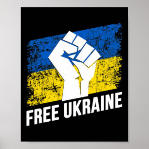 Fri Ukraina Ukrainsk Älskare Ukraina Flagga Retro Poster