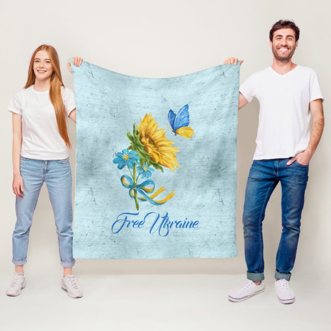 Fri ukrainsk solros och fjäril fleecefilt (På plats)