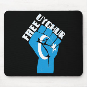 Fri Uyghur-motståndare med Uyghur-Flagga Musmatta