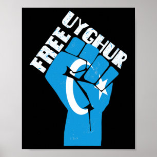 Fri Uyghur-motståndare med Uyghur-Flagga Poster