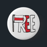 Fri Vitryssland Knapp<br><div class="desc">Det fria vitryska mönstret visar att ord är "fritt" med det vitryska flagga som "f" och det övriga brev i färg i flagga. En grafik för att främja konversation och förståelse av den vitryska kampen för en rättvis demokrati och ett oberoende-land. Frige Vitryssland!</div>