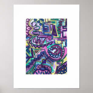 Fri Will-Hand-målad Abstrakt Art Poster