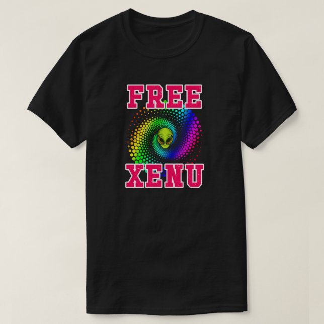 Fri Xenu Rainbow Spiral Funny antiscientologi T Shirt (Design framsida)