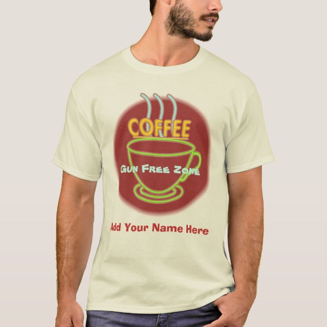 Fri zon för vapen för coffee shopT-tröjadesign T-shirt (Framsida)