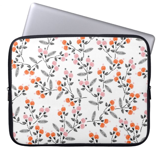 Fria Blommigtar: Hand-Stitched Embroidery Laptop Fodral (Framsidan)