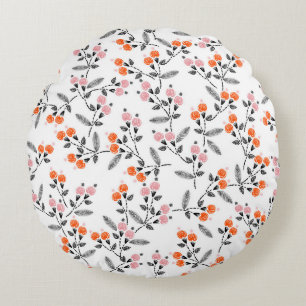 Fria Blommigtar: Hand-Stitched Embroidery Rund Kudde