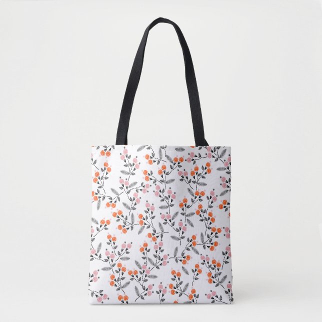 Fria Blommigtar: Hand-Stitched Embroidery Tygkasse (Framsida)